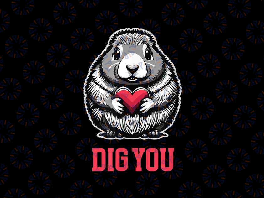 PNG ONLY Prairie Dog Dig You Holding A Heart Cute Valentines Day Png, Valentine Animals Png, Digital Download