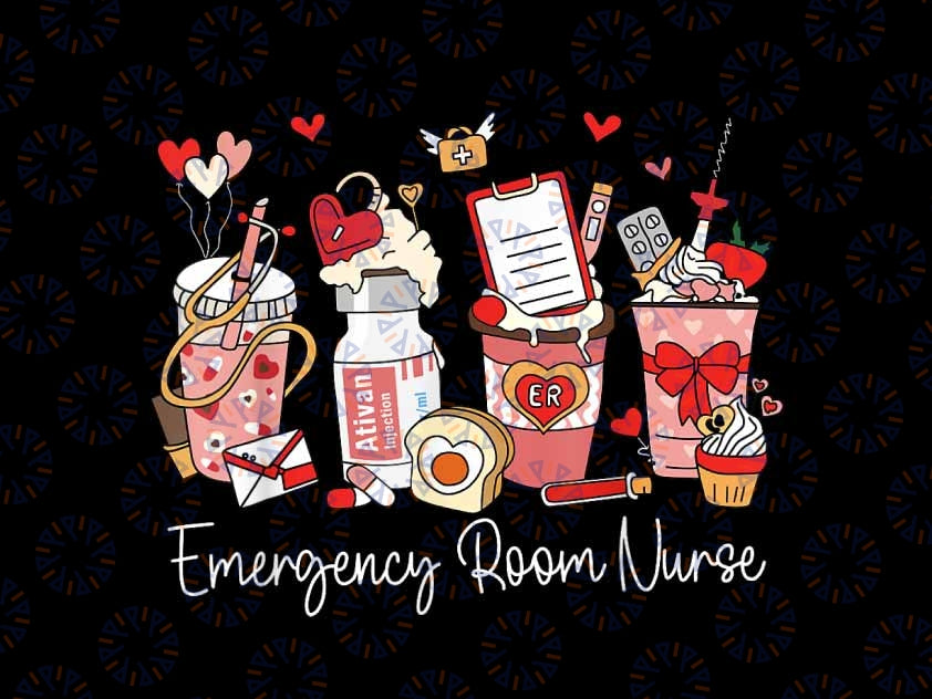 PNG ONLY Emergency Room Nurse Coffee Happy Valentine's Day Png, Valentines Nurse Png, Digital Download