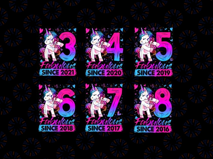 PNG ONLY Flossing Unicorn PNG Bundle 3rd 4th 5th Birthday Girl Png, Years Old Unicorn Png, Digital Download