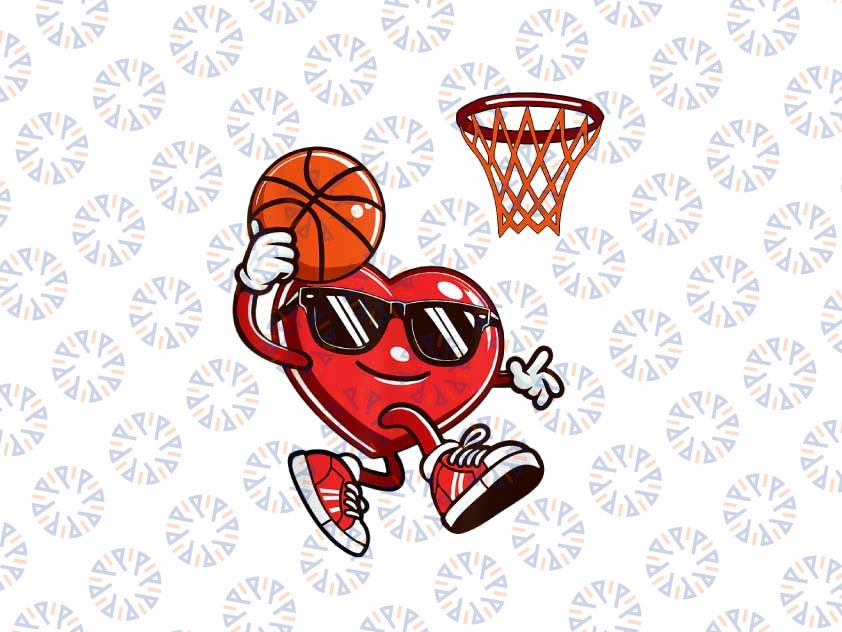 PNG ONLY Funny Heart Dunking Basketball Valentines Day Png, Basketball Player Heart Png,Valentines Day Png, Digital Download