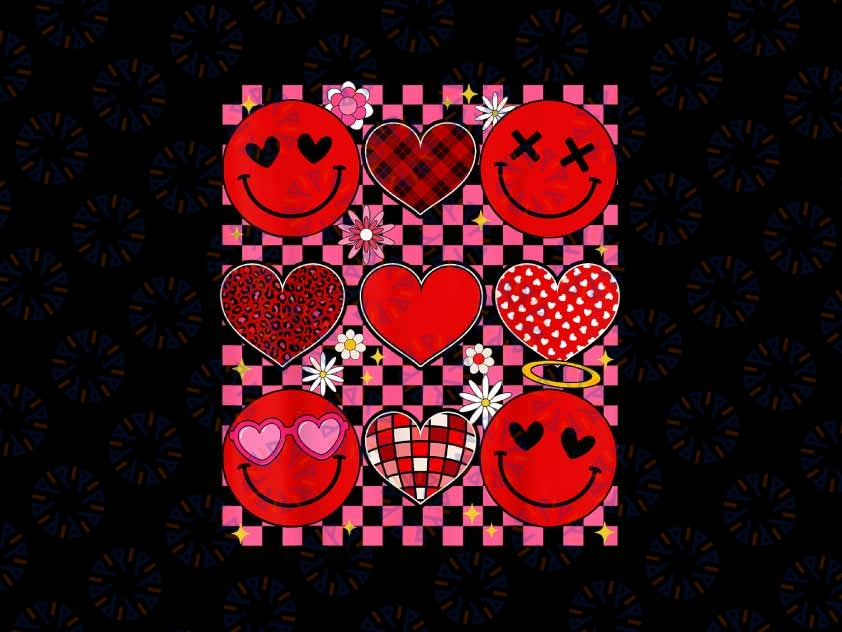 PNG ONLY Groovy Heart Valentines Day Couple Png, Valentines Retro Smiley Face Png, Valentines Day Png, Digital Download