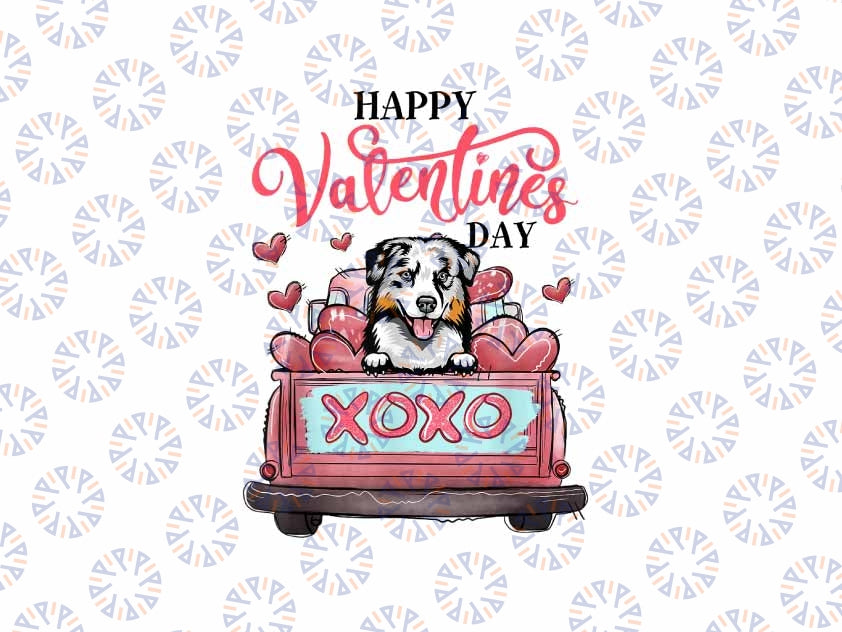 PNG ONLY Australian Shepherd Truck Xoxo Png, Happy Valentines Day 2024 Png, Valentines Day Png, Digital Download