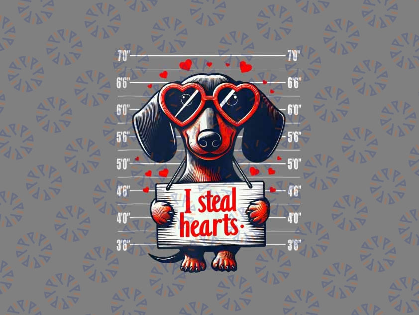 PNG ONLY Funny I Steal Hearts Dog Png, Dachshund Valentine Lover Png, Valentines Day Png, Digital Download