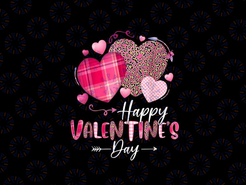 PNG ONLY Happy Valentines Day Leopard And Plaid Hearts Png, Leopard Heart Png, Buffalo Plaid Heart Png, Digital Download