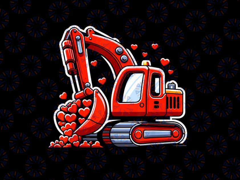 PNG ONLY Excavator Hearts Valentine's Day Construction Png, Valentine excavator With Heart Png,Valentines Day Png, Digital Download