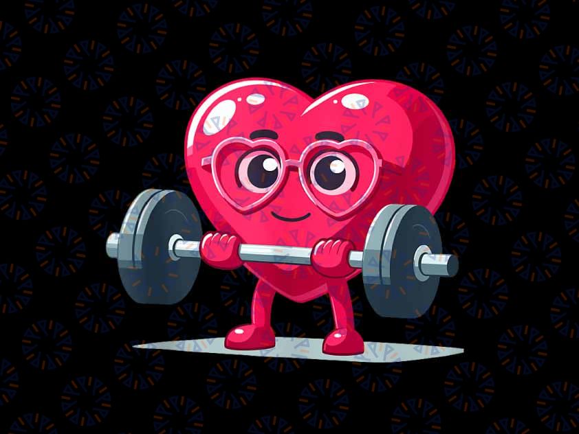 PNG ONLY Valentines Day Heart Lifting Workout Png, Cool Love Gym Bodybuilding Png, Valentines Day Png, Digital Download