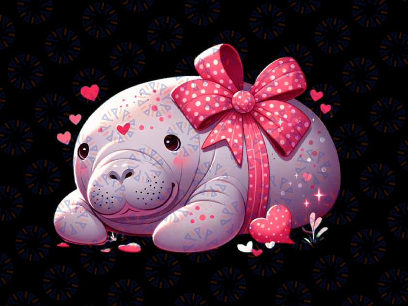 PNG ONLY Manatee Valentine Hearts Animal Sea Ocean Png, Valentine Animal Png, Valentines Day Png, Digital Download