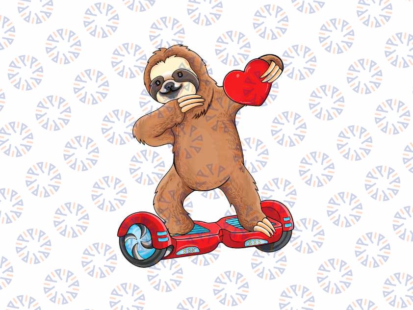 PNG ONLY Dabbing Sloth Riding Hoverboard Png, Skater Sloth Valentines Day Png,  Valentines Day Png, Digital Download