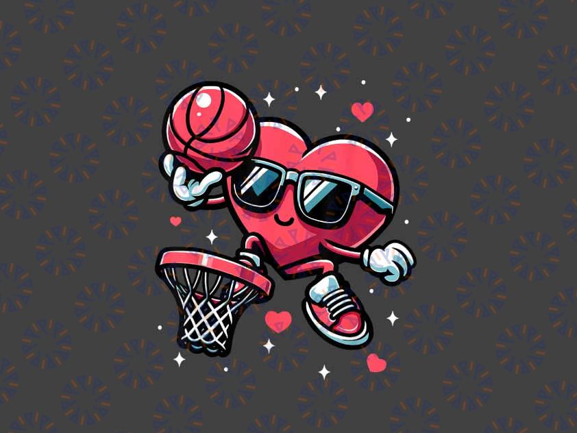 PNG ONLY Funny Valentines Day Heart Basketball Player Png, Basketball Heart Png, Valentines Day Png, Digital Download