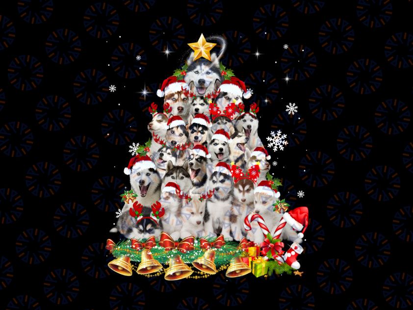 Siberian Husky Christmas Tree Lights PNG, Funny Dog Xmas Gift Png, Pet Dog Lover Gift Png,Snowman Christmas, Christmas Tree Png Sublimation