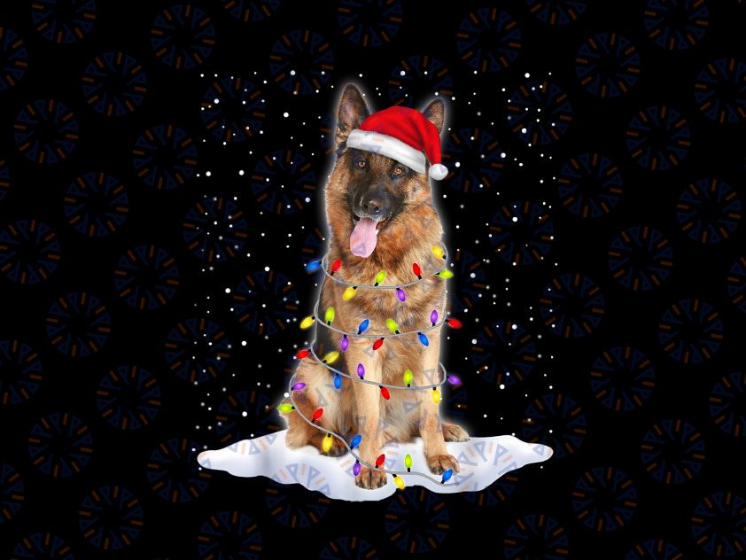 German shepherd Sant-a Christmas Tree Lights Xmas png Sublimation, German Shepherd Lover png , German Shepherd Mom png, Christmas Gifts png