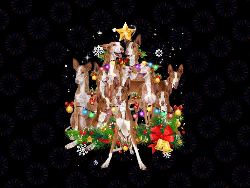 Ibizan Hound Christmas Dog Tree Lights Pajamas PNG, Ibizan Hound first Christmas Png, Ibizan Hound Dog Christmas Tree, Christmas Gift