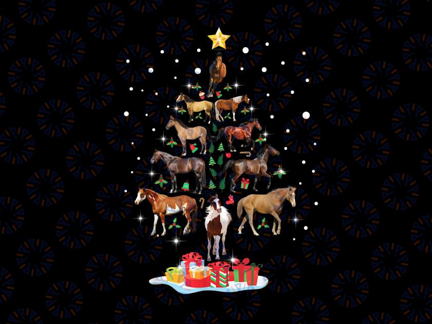 Horse Tree Christmas Horses Xmas PNG, Horse Christmas Tree X-mas Lover, Merry Christmas Horse, Horse Lover Gifts, Gift for horse PNG