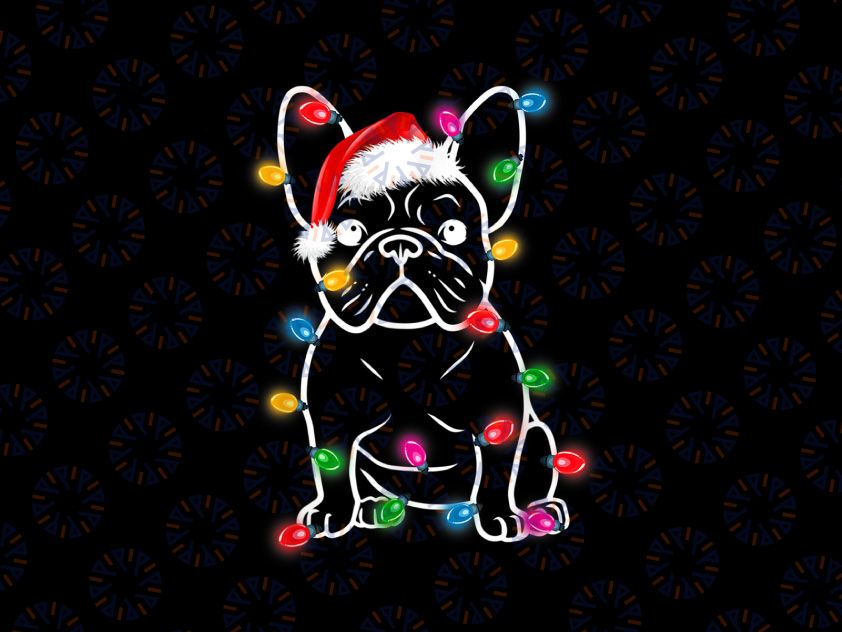 Funny French Bulldog Dog Tree Christmas Lights Xmas Pajama PNG, Frenchie Ugly Xmas PNG, French Bulldog Christmas Gift, Merry Christmas