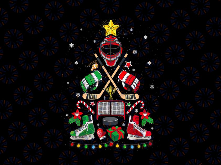 Ice Hockey Christmas Tree PNG, Funny Xmas Gift Boys PNG, Ice Hockey Holiday Png, Ice Hockey Player Coach Xmas Gift,  Ice Hockey Lover Png