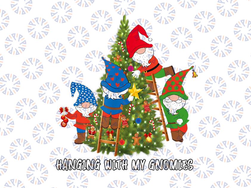 Christmas Gnome Hanging with My Gnomies Tree Holiday PNG, Funny Gnomes Png, Cute Holiday Png, Funny Christmas Png Sublimation Design