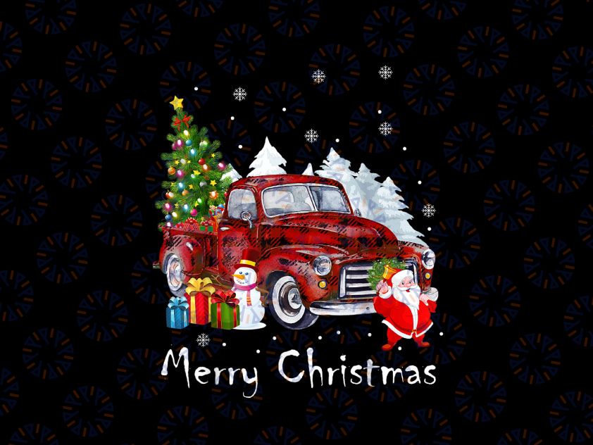 Merry Christmas Leopard Buffalo Truck Tree Red Plaid PNG, Merry Christmas Truck Png, Leopard Truck, Christmas Family Sublimation Design