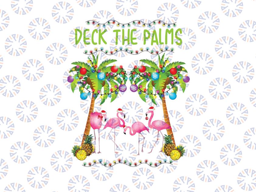 Deck the Palms Merry Flamingo Christmas PNG, Christmas Flamingo Png, Flamingo Christmas Light Png, Palm Tree, Funny Beach Tropical Gift