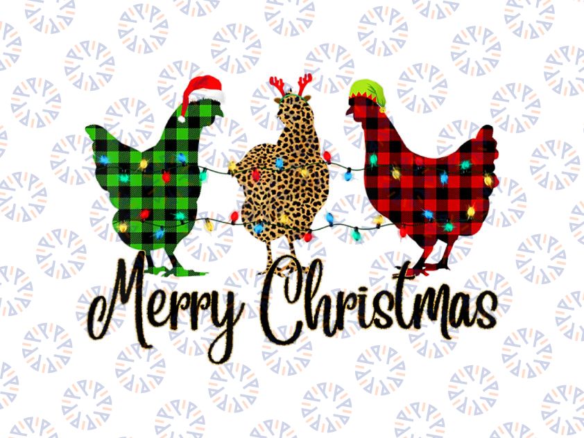 Chicken Merry Christmas PNG, Red Green Plaid Leopard Pajama PNG, Christmas Chicken Png, Christmas Png, Winter Holiday Png Sublimation