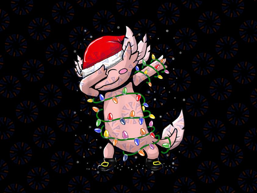 Axolotl dabbing as christmas PNG, Dabbing Axolotl With Santa Claus Hat PNG, Ugly Christmas PNG Dab Dance Sublimation