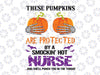 These pumpkins are protected by a smockin' hot nurse and she'll punch you in the throat svg, Halloween Svg