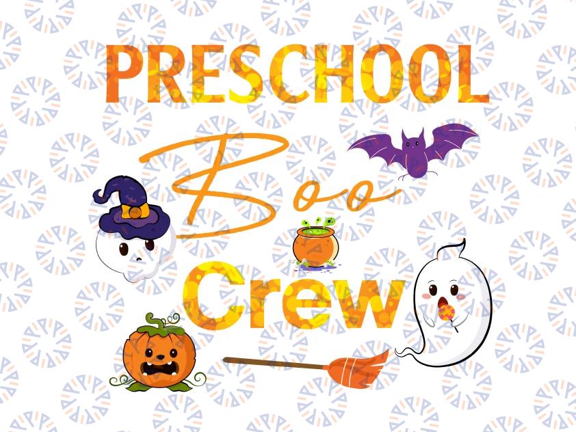 Preschool boo crew PNG, Halloween Teacher, Kids halloween printable, Halloween Party, Pumpkin png, Preschool Halloween Sublimation Design Download