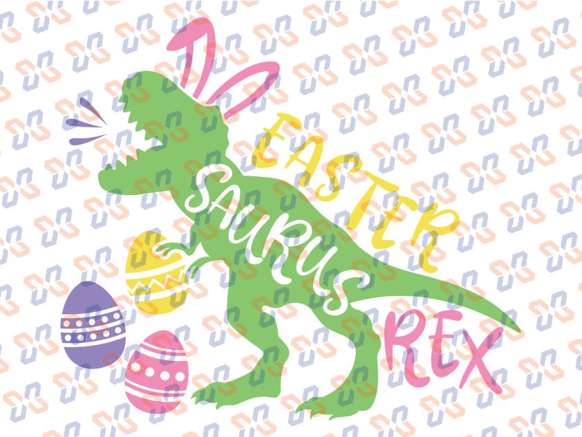 Easter Dinosaur Svg, T-Rex Bunny Svg, Happy Easter Cut Files, Funny Dino Quote Svg Dxf Eps Png, Baby, Kids svg  Design, Silhouette, Cricut