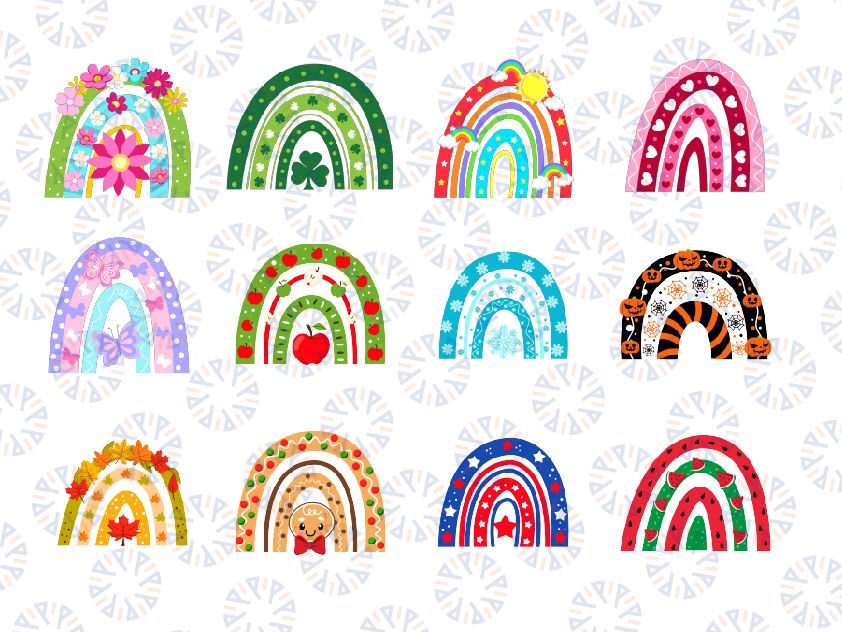 Year of Rainbow PNG, Christmas png, halloween mug, fall, 4th of july, rainbow png, Digital download
