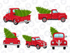 Red Vintage Trucks PNG, Christmas PNG, Christmas Truck with Tree PNG, Digital Red Trucks, DIY Craft Clip Art