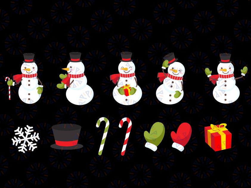 Snowman Png Bundle, Christmas PNG, Christmas Digital Clipart, Vintage Snowman Clipart, Instant Download Graphics