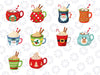 Christmas Mugs PNG, Hot Cocoa, Christmas Clipart, Hot Chocolate Mugs Clipart, Holiday Mugs Clipart, Winter Drink, Mug, PNG