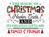 The Magic of Christmas Never Ends And It's Greatest Gifts Are Family And Friends Png, Christmas PNG, Leopard, Buffalo Plaid, Holiday Png for Sublimation, Winter Png