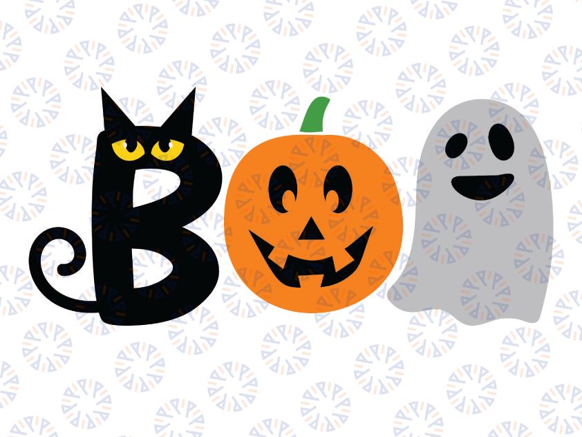 Boo Ghost SVG, Halloween SVG, Pumpkin SVG, Funny Ghost svg, Black Cat svg, Bat svg, Spider svg, Web svg, Funny Halloween svg, Ghost Clipart