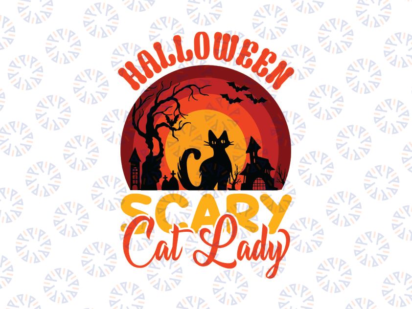 Halloween Scary Cat Lady Svg, halloween cat svg, Funny Halloween Black Cat SVG, Dxf Eps Png Digital Download