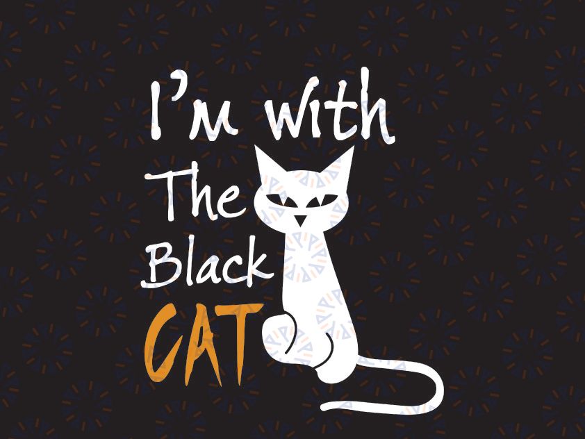 I'm Witch Halloween Black Cat - SVG, PNG, JPG -Instant Zip File Download - Halloween Cat - Scary Black Cat - Black Cat Silhouette