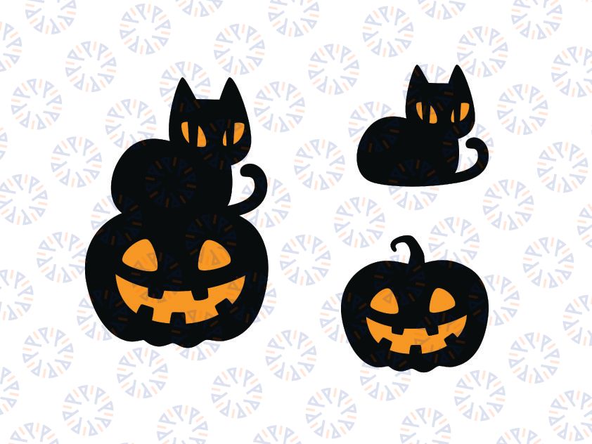 Halloween Cat in Pumpkin SVG, Cat in Jack-O-Lantern Clipart, Pumpkin Svg, Halloween Clipart, Silhouette, Cricut, PNG Files