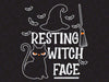 Resting Witch Face Clipart, svg, png, ai Witchy Cat Clipart, Funny Halloween Cut File