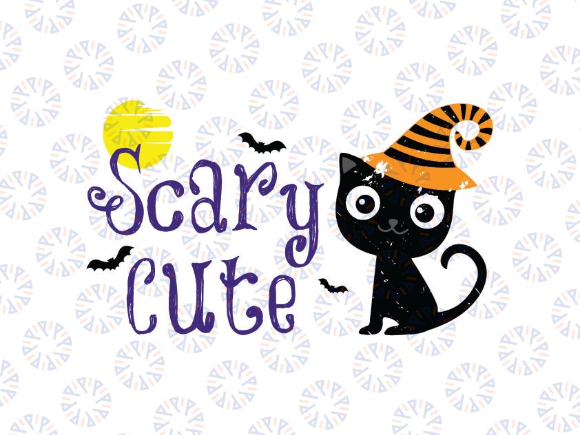 Scary Cute Black Cat Svg, Halloween Svg, Funny Halloween Black Cat SVG, Dxf Eps Png Digital Download