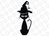 Black Cat Witch SVG Halloween Clip Art Vector Witch Clipart Witch Cricut Witch Cut File Cat Witch Silhouette Halloween svg dxf eps png jpg