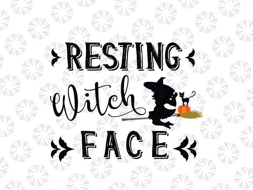 Resting Witch Face Clipart, svg, png, ai Witchy Cat Clipart, Funny Halloween Cut File