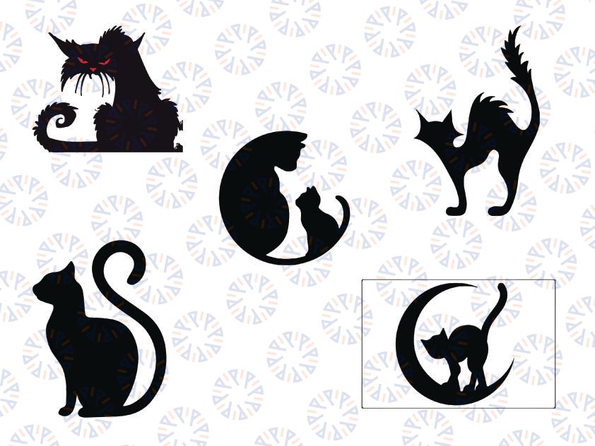 Black Cat SVG Bundle,Cat svg, Moon and Stars svg, Cat clip art, Witch Cat Svg,Witch Svg,Witchy Black Cat Svg,Halloween Cat svg,Cats cut file
