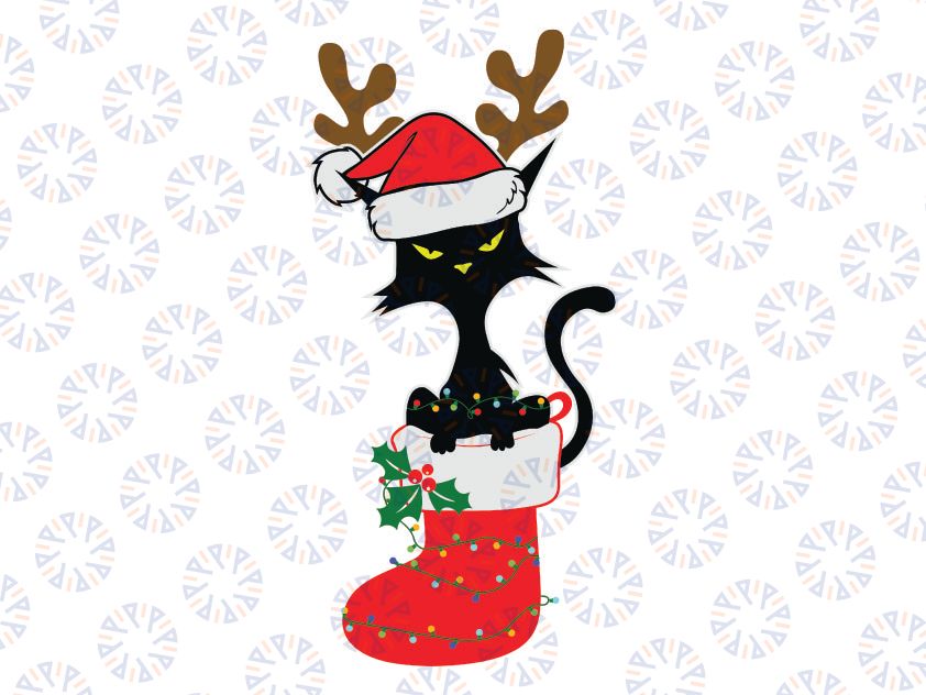 Christmas Cat Kitten Funny Svg Dxf Png, Cat Kitten clipart, Cat Mom Gift, Cats Sublimation and DIY cut file for Silhouette Cameo, Cricut