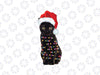 Christmas Cat PNG, Cat with Christmas Light and Santa Hat, Black Cat Merry Christmas, Meowy Christmas Sublimation Digital Download