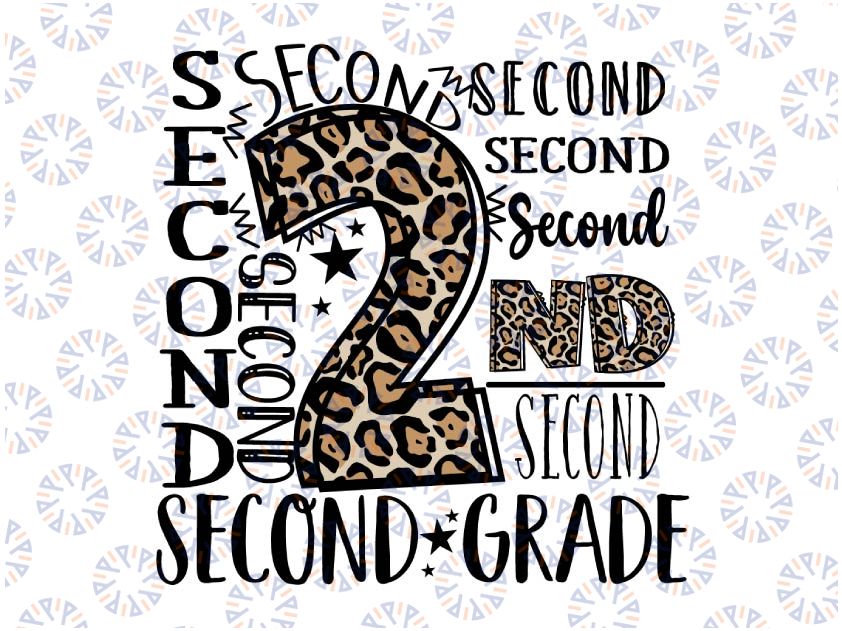 Back To School Second Grade Leopard Png, first day of school, printable, 2nd grade printable