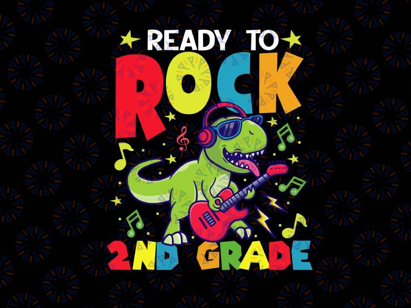 Ready To Rock 2nd Grade Dinosaur Svg, Back To School Svg, Dinosaur Design, Kindergarten Svg Png