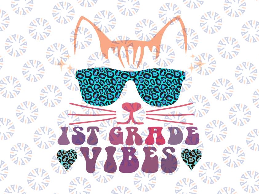 Back To School Png, 1st Grade Vibes Leopard Tie Dye Png, Cat Girl Eyes Png, Back To School Cat Kitty Leopard Png