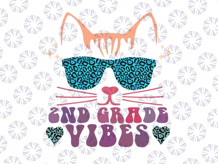 Back To School Png, 2nd Grade Vibes Leopard Tie Dye Png, Cat Girl Eyes Png, Back To School Cat Kitty Leopard Png