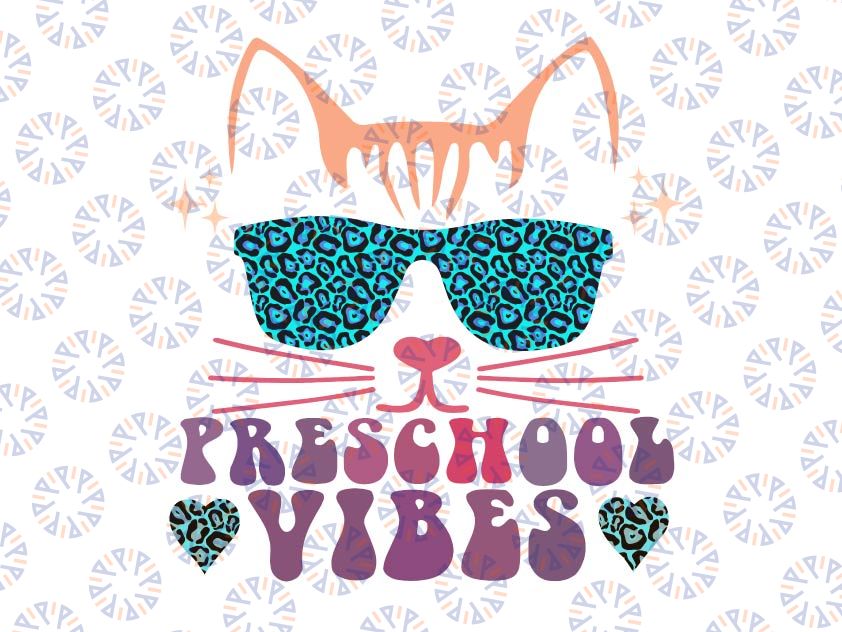 Back To School Png, Preschool Vibes Leopard Tie Dye Png, Cat Girl Eyes Png, Back To School Cat Kitty Leopard Png