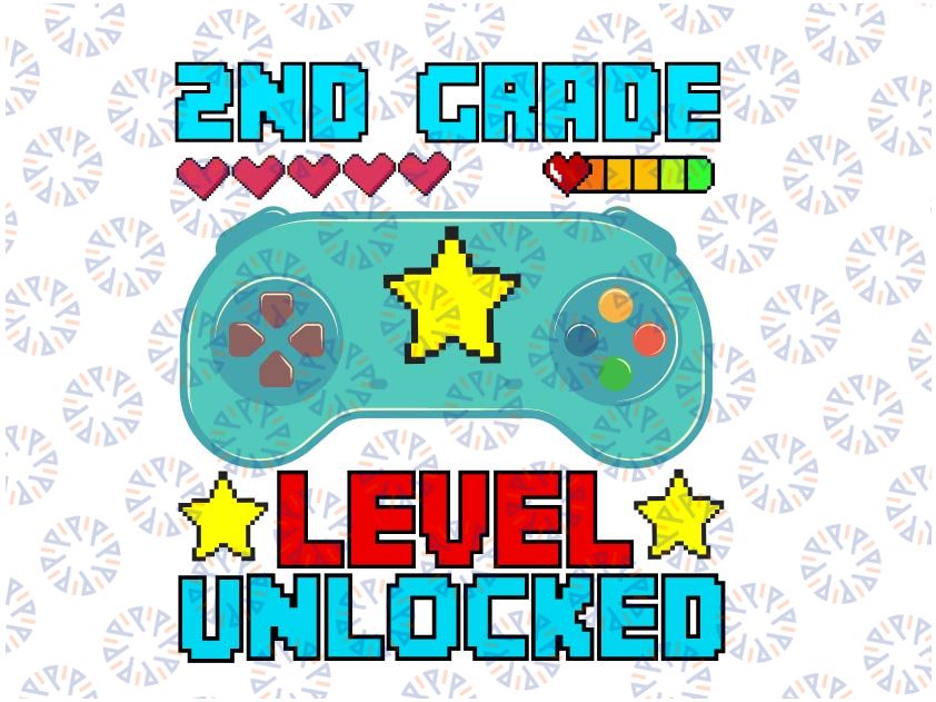 2nd Grade Level Unlocked Svg Back To School Gamer Svg, 2nd Grade Gamepad Svg, Second Grade Svg, Cut file