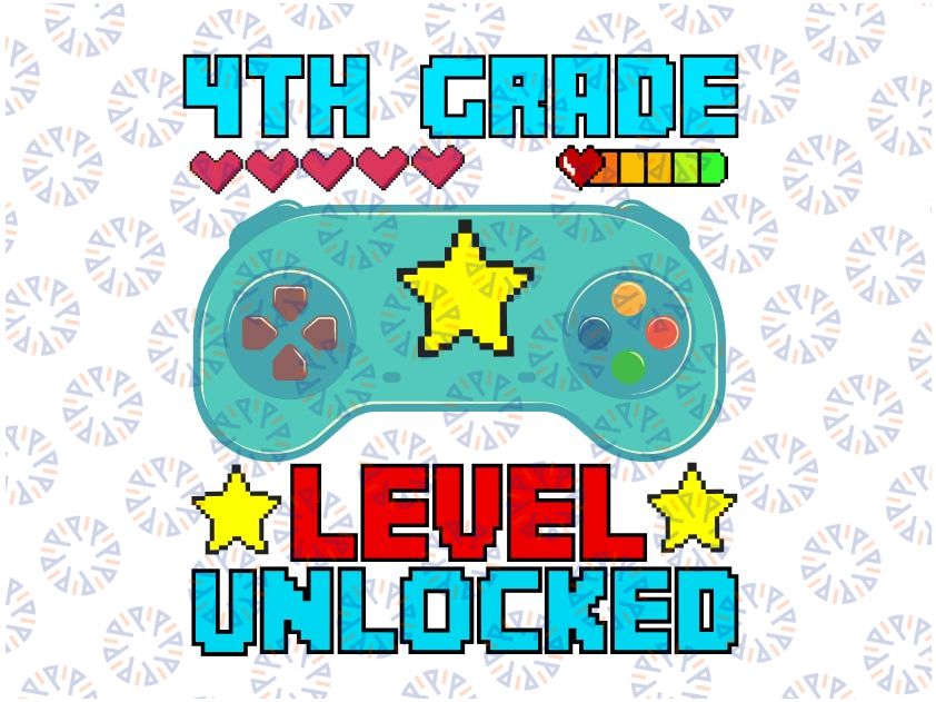 4th Grade Level Unlocked Svg Back To School Gamer Svg, 4th GradeGamepad Svg, Fourth Grade Svg, Cut file